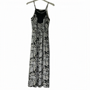 Daniel Rainn Paisley Maxi Dress S Embroidered Black White‎ Green Tan Sheer Long